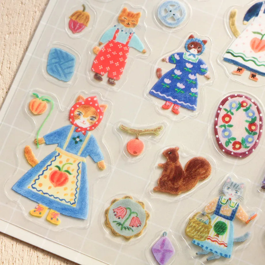 Cozyca x Aiko Fukawa PET Stickers: Cats and Buttons