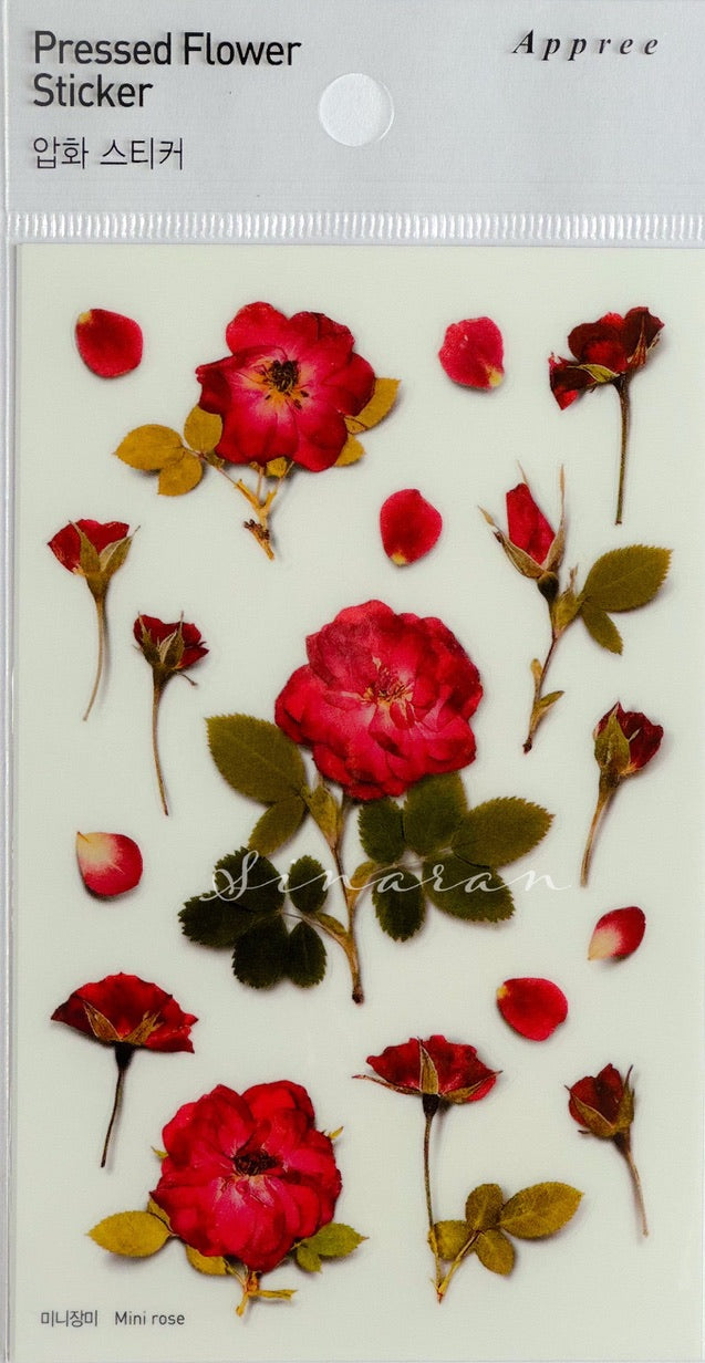 Appree Pressed Flower Sticker - Mini Rose