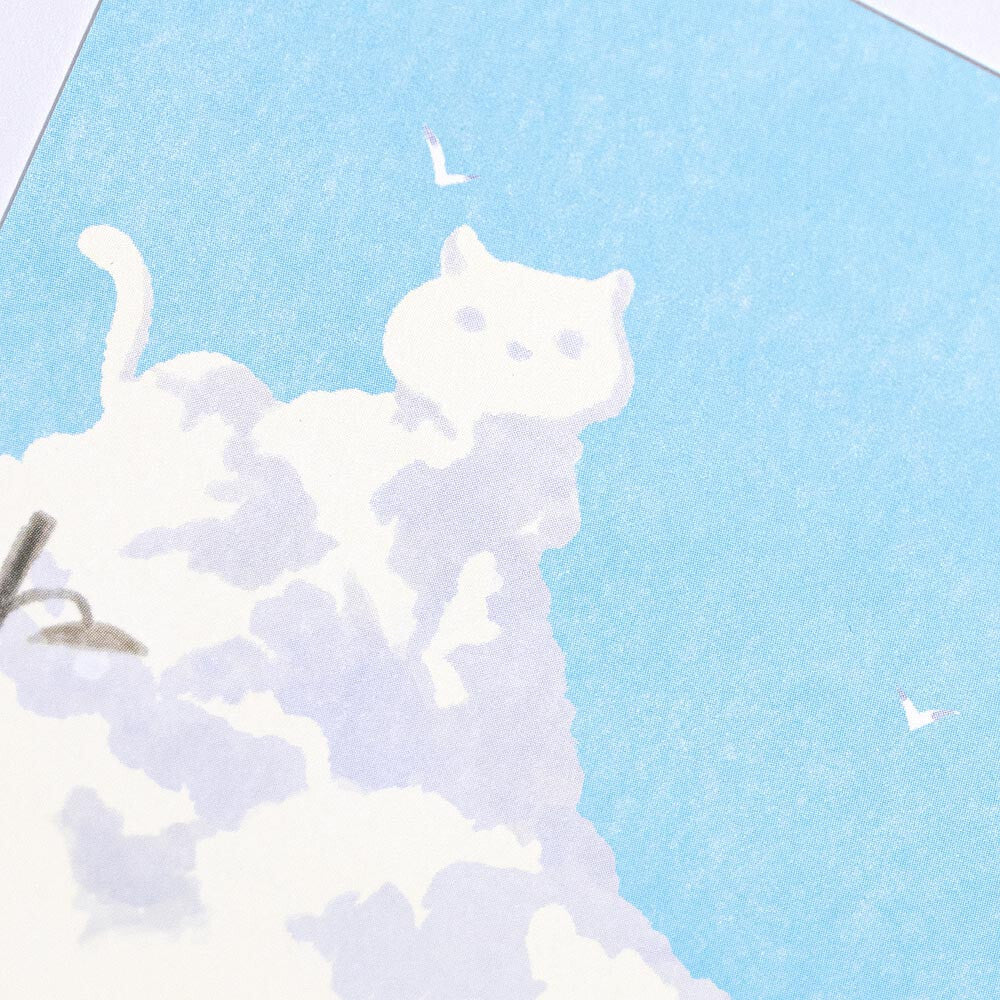 NB Co., Ltd. Postcard - Cat and Cumulonimbus Clouds