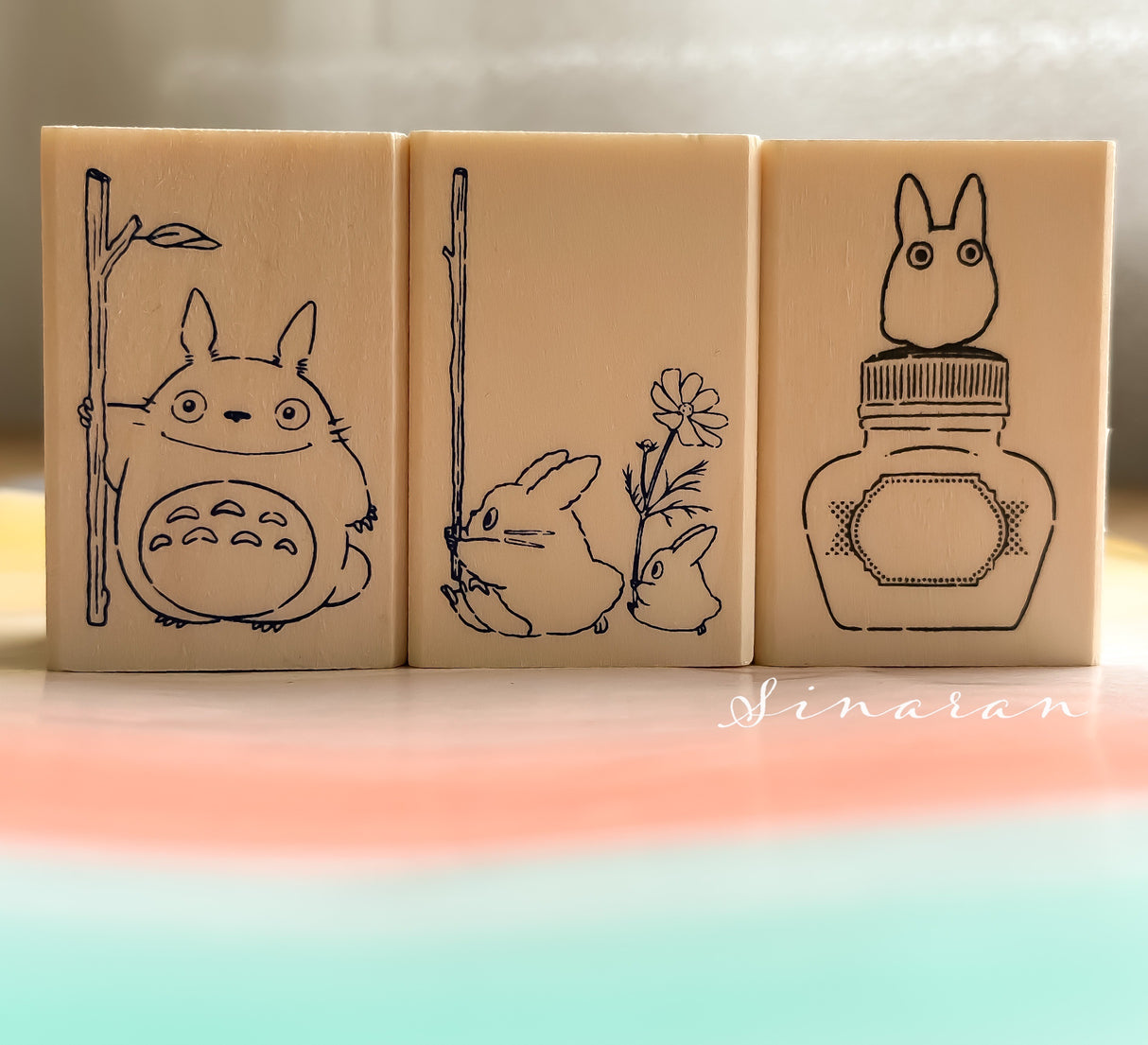 Small Totoro & Ink Bottle Stamp