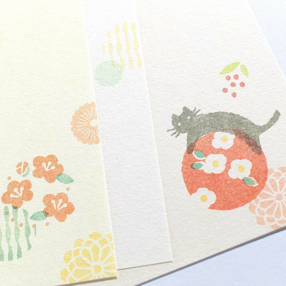 NB Co., Ltd. Washi Writing Paper (A5) - Cat & Temari