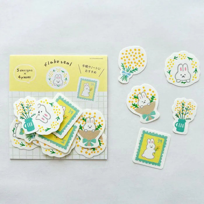 Furukawashiko Flake Seal - Rabbit and Mimosa