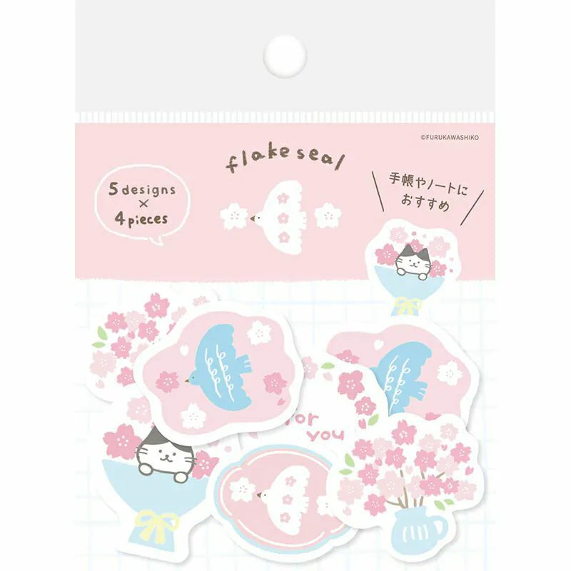 Furukawashiko Flake Seal - Sakura and Cat