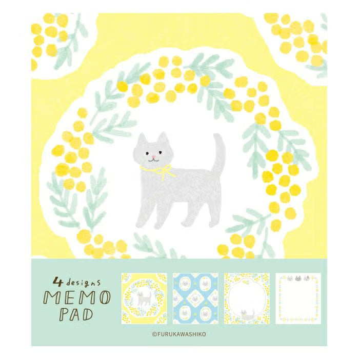 Furukawashiko Memo Pad - Cat & Mimosa