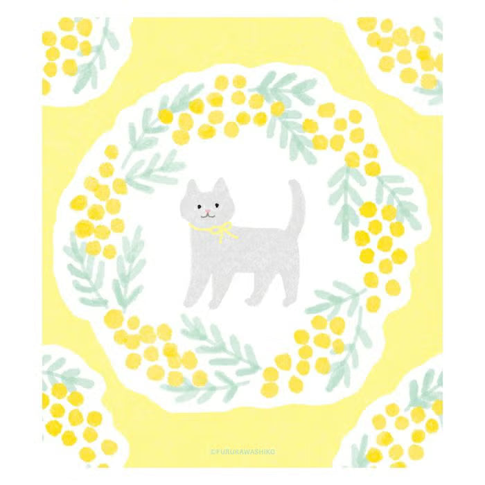 Furukawashiko Memo Pad - Cat & Mimosa