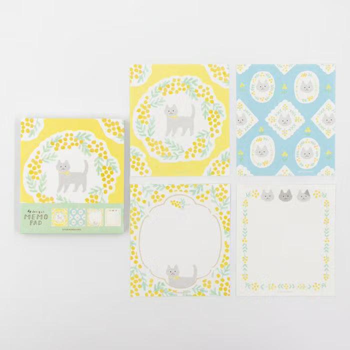 Furukawashiko Memo Pad - Cat & Mimosa