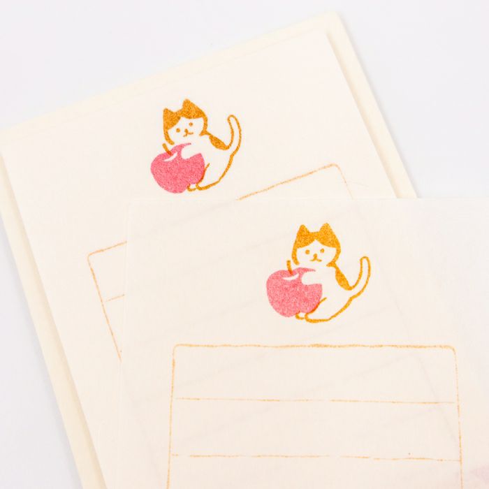 Furukawashiko Mini Letter Set - Cat & Apple