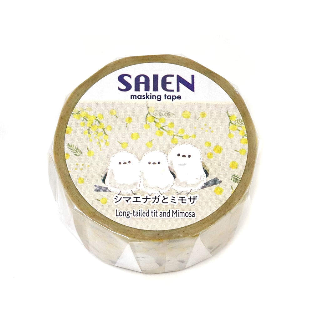 SAIEN Masking Tape - Long-tailed Tit and Mimosa