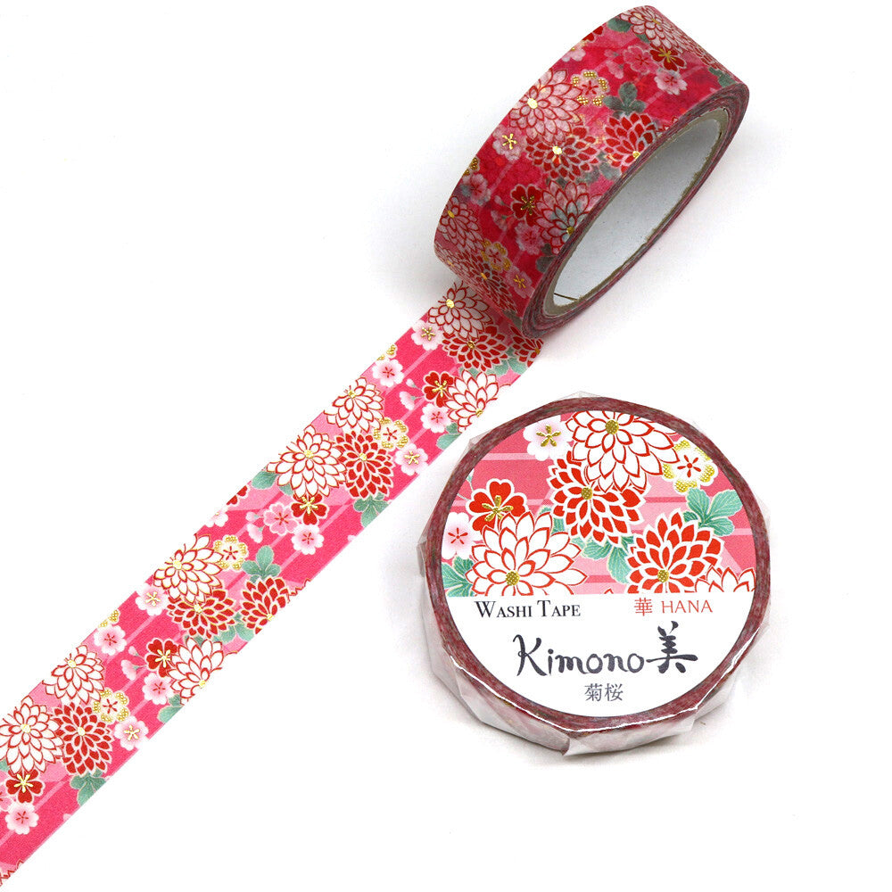 Kimono Washi Tape - Chrysanthemum & Cherry Blossoms
