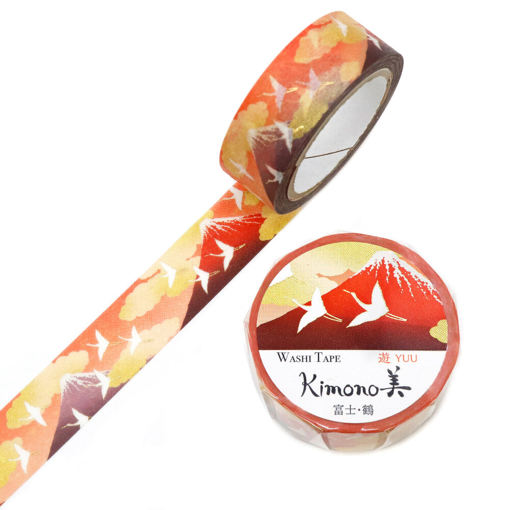 Kimono Washi Tape - Mount Fuji & Crane