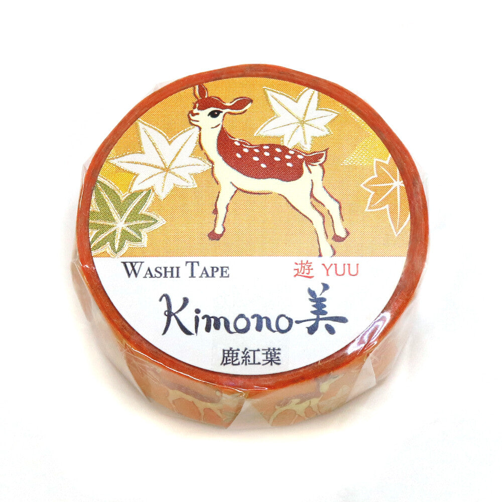 Kimono Washi Tape - Deer Autumn Leaves