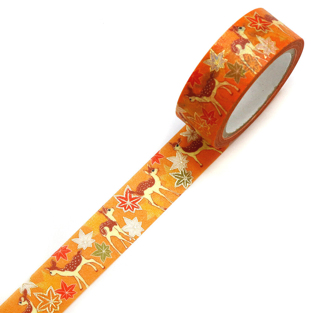 Kimono Washi Tape - Deer Autumn Leaves
