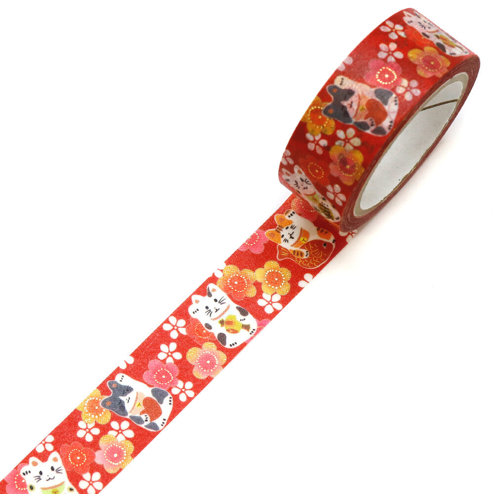 Kimono Washi Tape - Maneki Neko