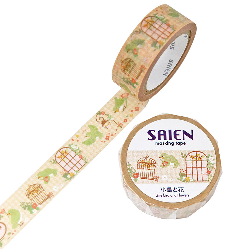 SAIEN Masking Tape - Little Bird and Flowers
