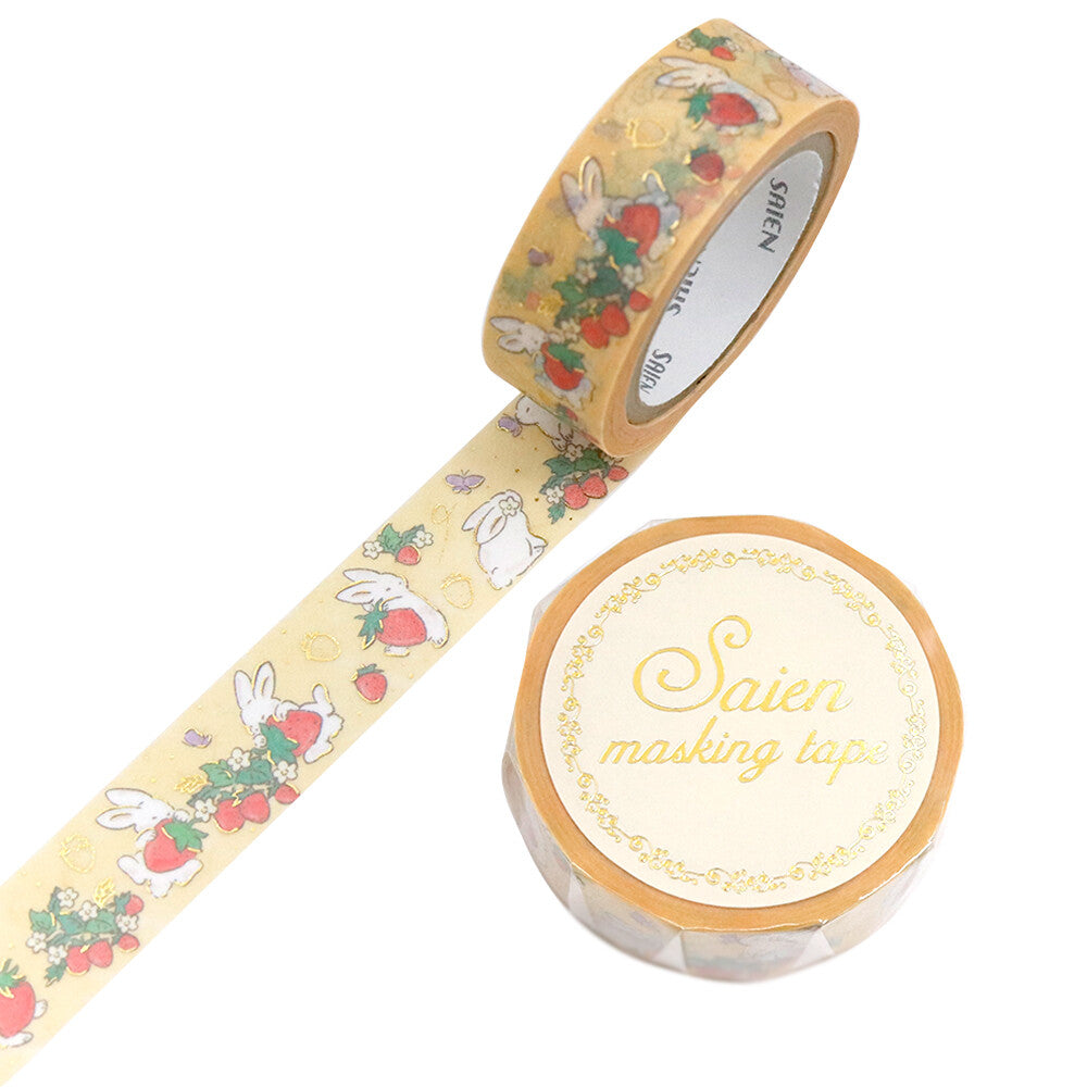 SAIEN Masking Tape - Strawberry and Rabbit