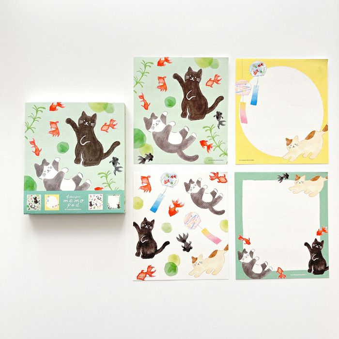 Furukawashiko Memo Pad - Cat & Goldfish