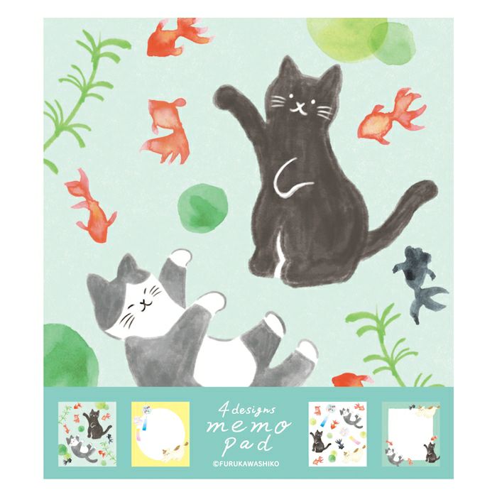 Furukawashiko Memo Pad - Cat & Goldfish