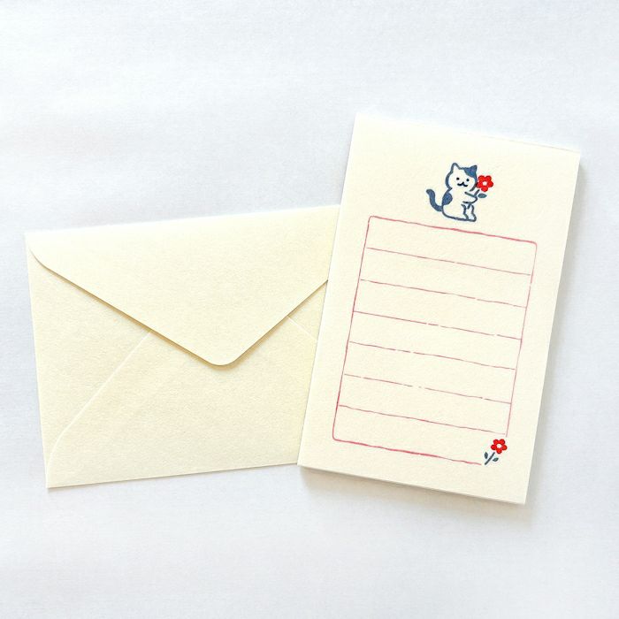 Furukawashiko Mini Letter Set - Cat & Flower
