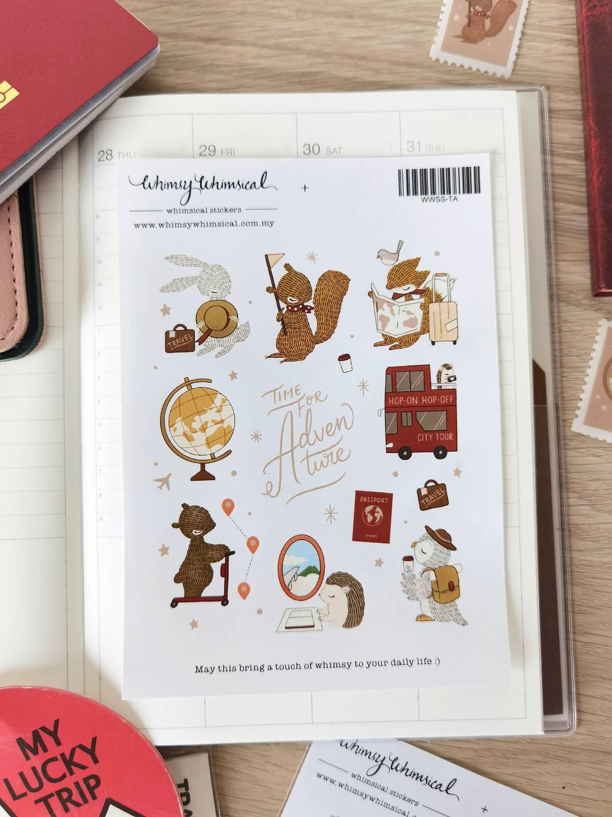 Whimsy Whimsical Studio Sticker Sheet - Travel For Adventure