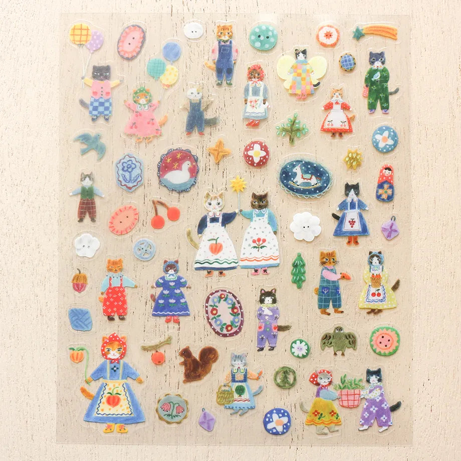 Cozyca x Aiko Fukawa PET Stickers: Cats and Buttons