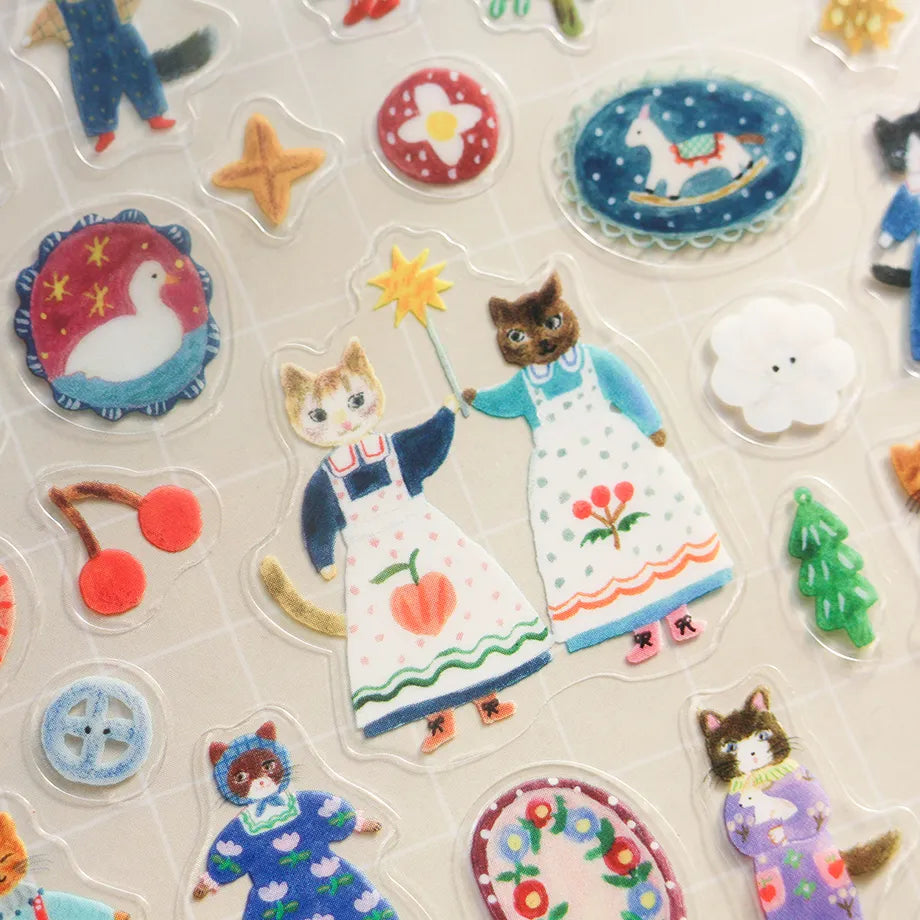 Cozyca x Aiko Fukawa PET Stickers: Cats and Buttons