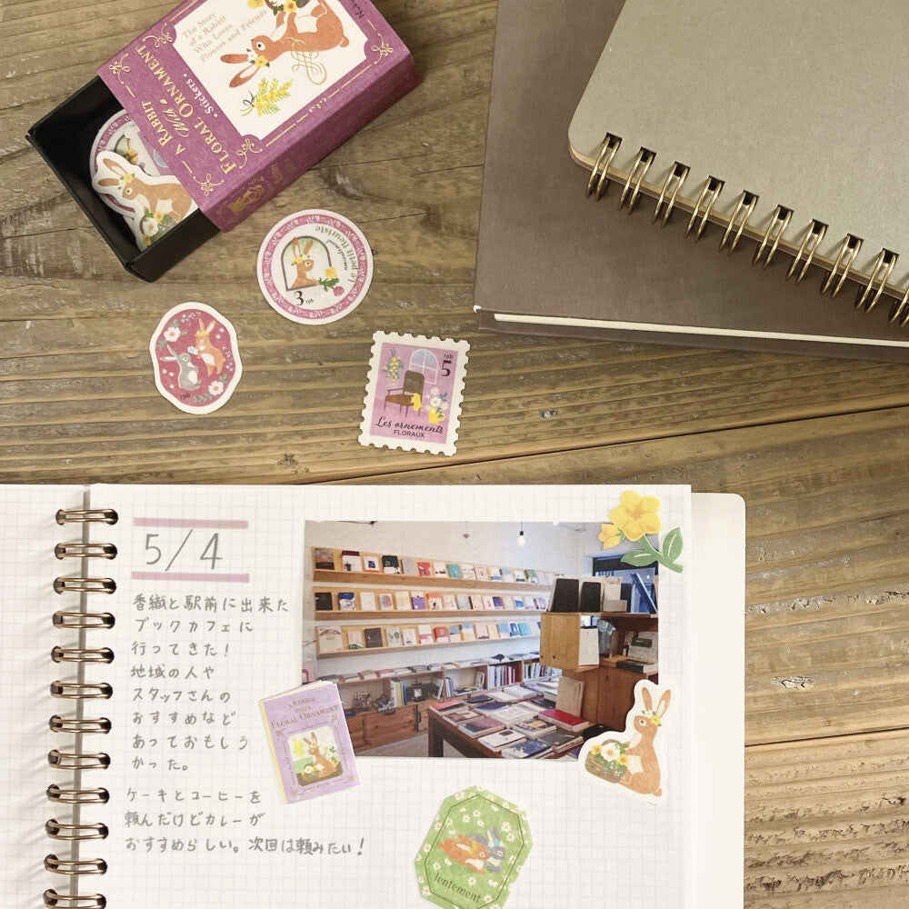 NB Co., Ltd. Stickers - Ressa Rabbit With Floral Ornament