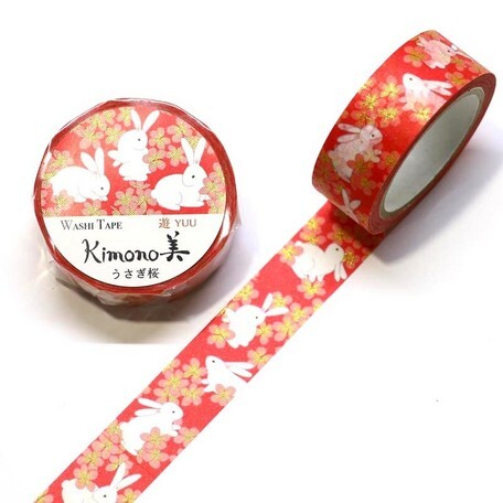 Kimono Washi Tape - Rabbit Cherry
