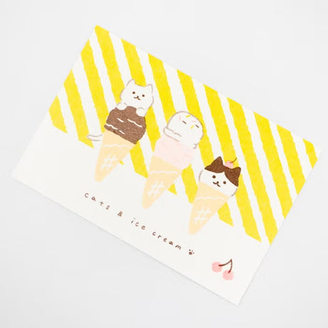 Furukawashiko Retro Printed Postcard - Ice-cream & Cat