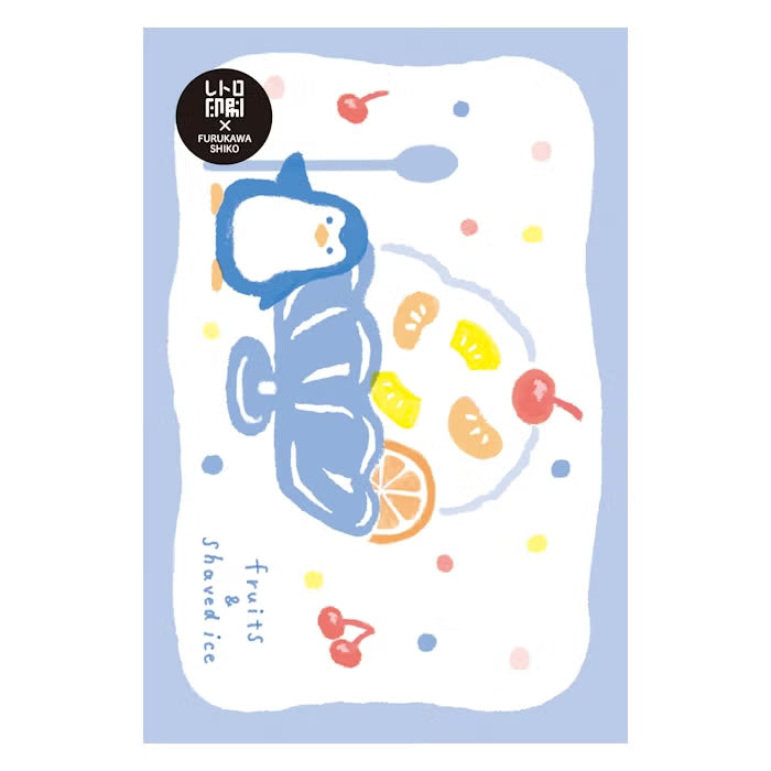 Furukawashiko Retro Printed Postcard - Penguin & Shaved Ice