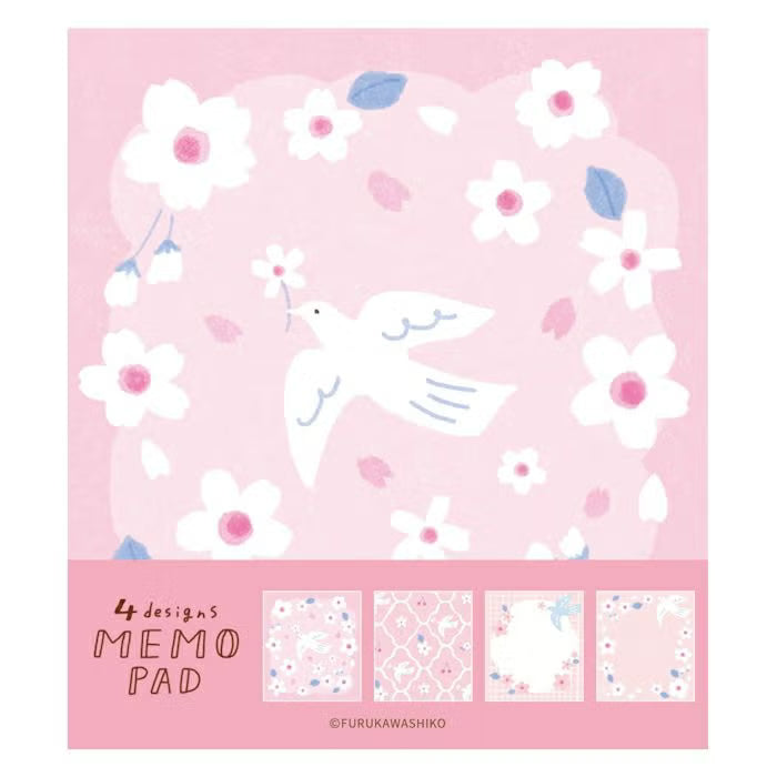 Furukawashiko Memo Pad - White Bird & Sakura