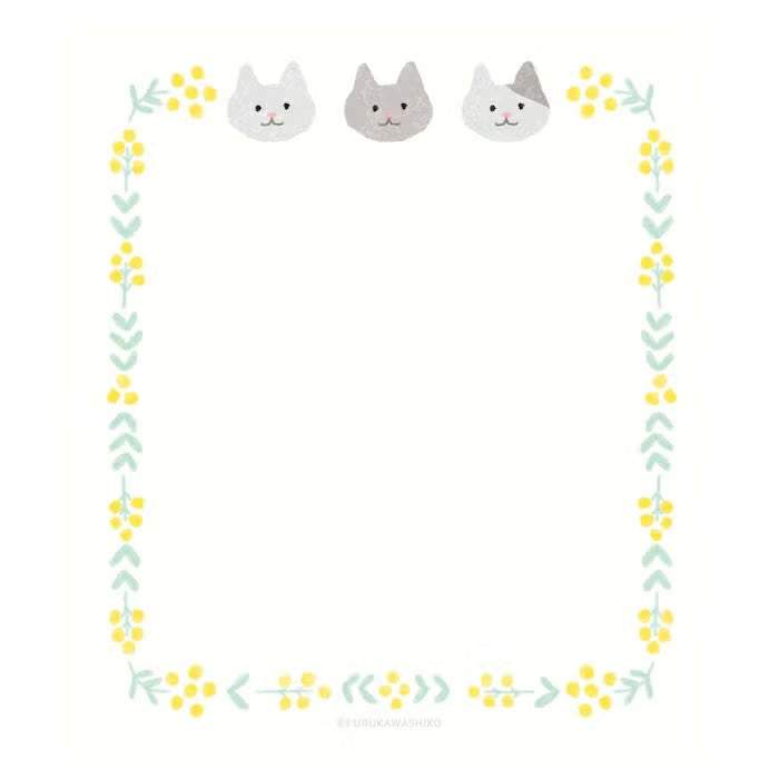 Furukawashiko Memo Pad - Cat & Mimosa