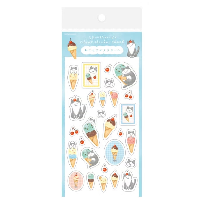 Furukawashiko Sticker Sheet - Cat & Ice-Cream