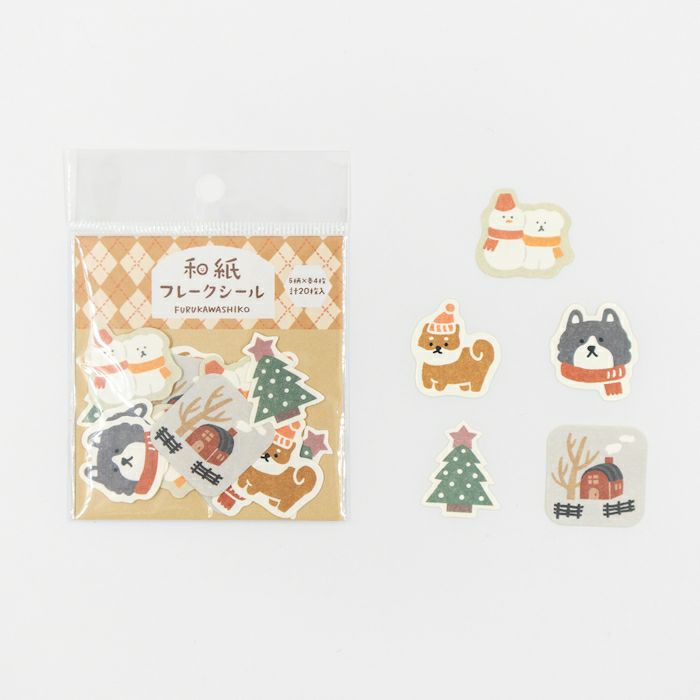 Furukawashiko Flake Seal - Shiba Inu & Snow