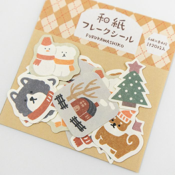 Furukawashiko Flake Seal - Shiba Inu & Snow