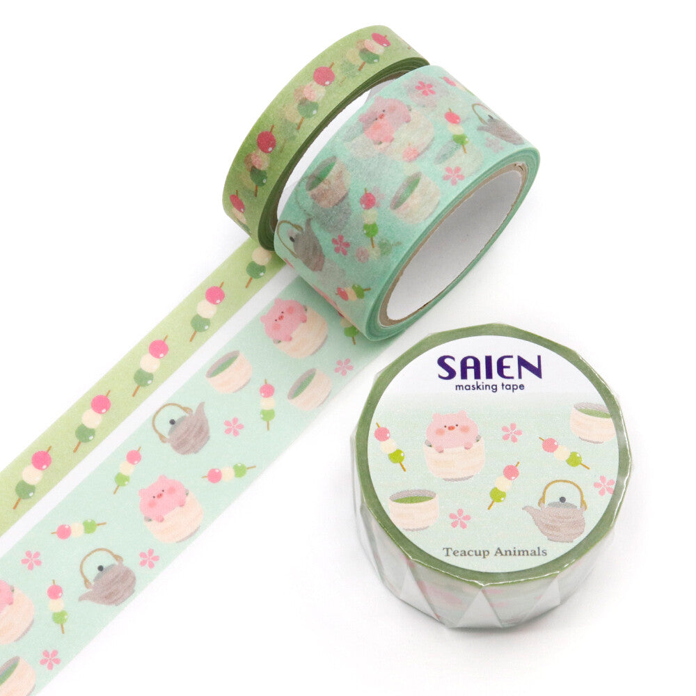 SAIEN Masking Tape (2-roll) - Teacup Animals