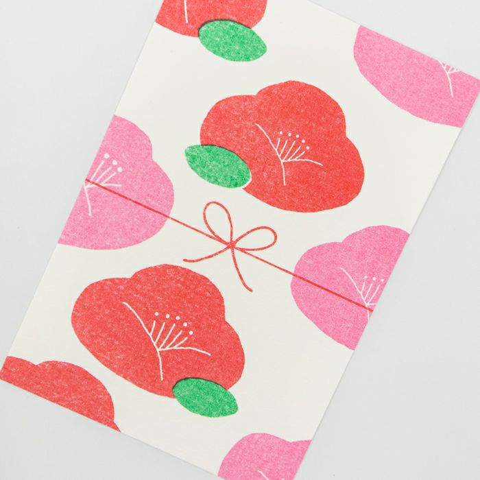 Furukawashiko Retro Printed Postcard - Camellia and Mizuhiki
